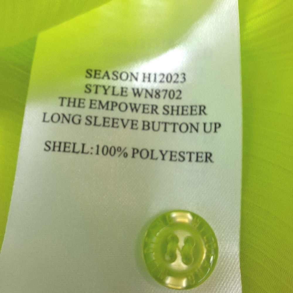 Wildfang Empower Sheer Button Up Womens Small Neon Green WN8702 NWT - Picture 5 of 7